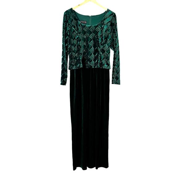 Vtg Scott McClintock Dress Women 8 Green Velvet Full Length Elegant Old Money - Picture 1 of 9